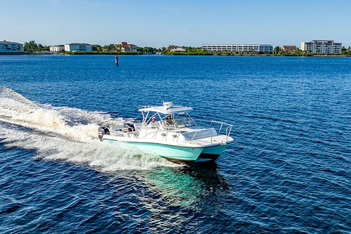 a small boat in a body of water