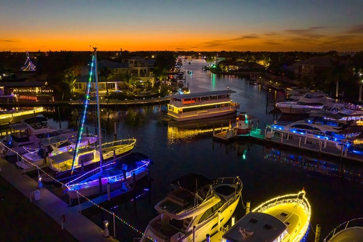 a lit up city at night