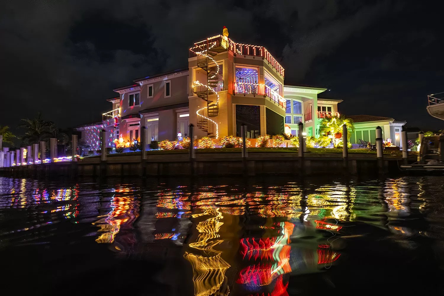 a lit up city at night